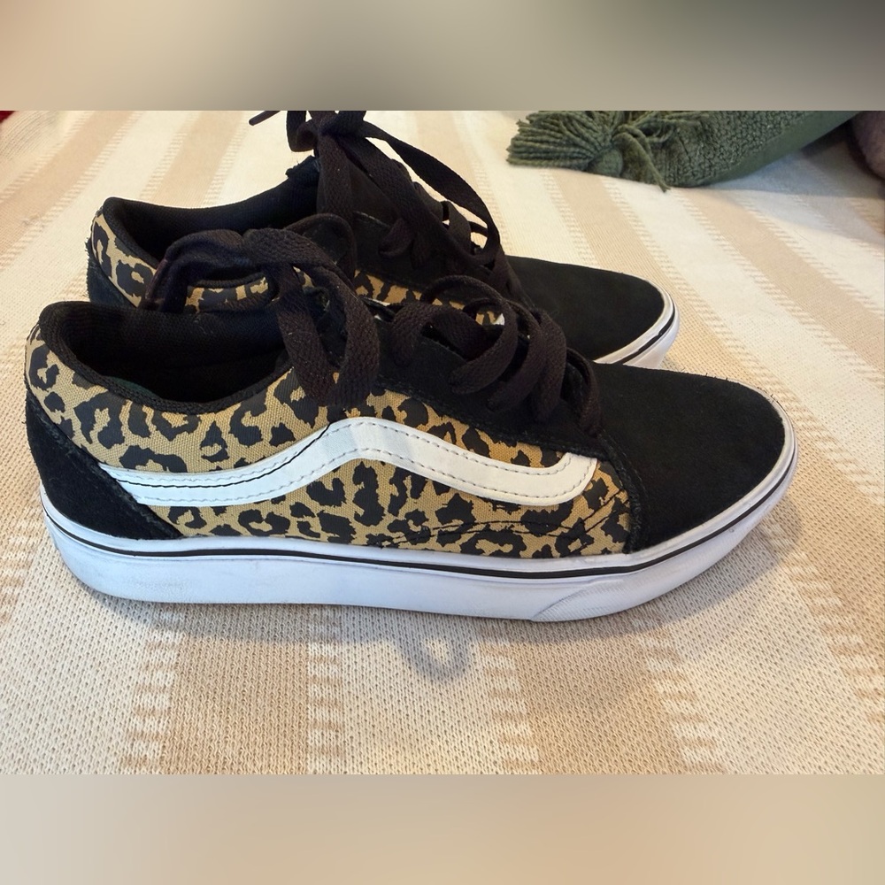 Vans Black and Leopard Print Sneakers